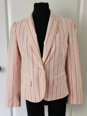 Apostrophe Stretch Pink Stripe Blazer, Women's Size 4